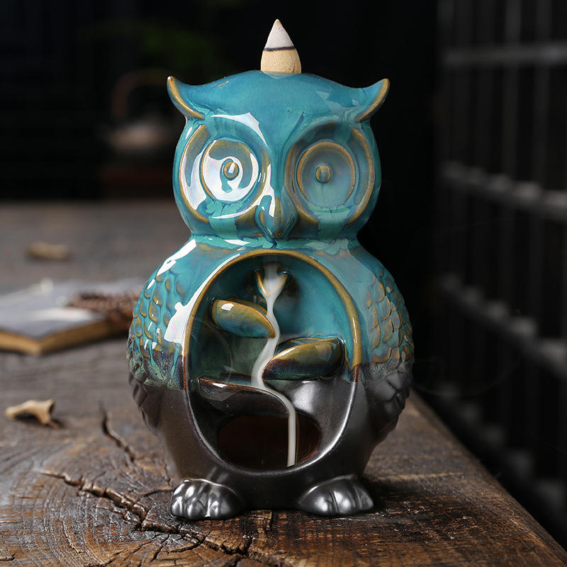 Creative Owl Ceramic Backflow Incense Burner - All-Season Aromatic
