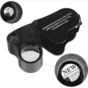 Foldable Jewelry Magnifier with Bright LED Light 30X 60X Illuminated Jewelers Eye Loupe Magnifier