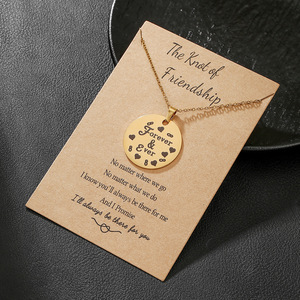 Collar con colgante de amor para madre e hija, de acero inoxidable, dorado, redondo, regalo para el Día de la Madre, joyería con tarjeta - Product Image 2