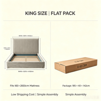 Modernes 100% Leinen-Bett mit Verstellbarem Kingsize-Bettrahmen, Abnehmbarem Bezug, Massiven Eichenholzbeinen und Lattenrost, Einfache Montage, Großhandel