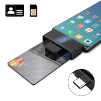 Pocket Size Type C Smart Card Reader CAC SIM Reader Writer Adapter Compatible with Windows MacOS Linux