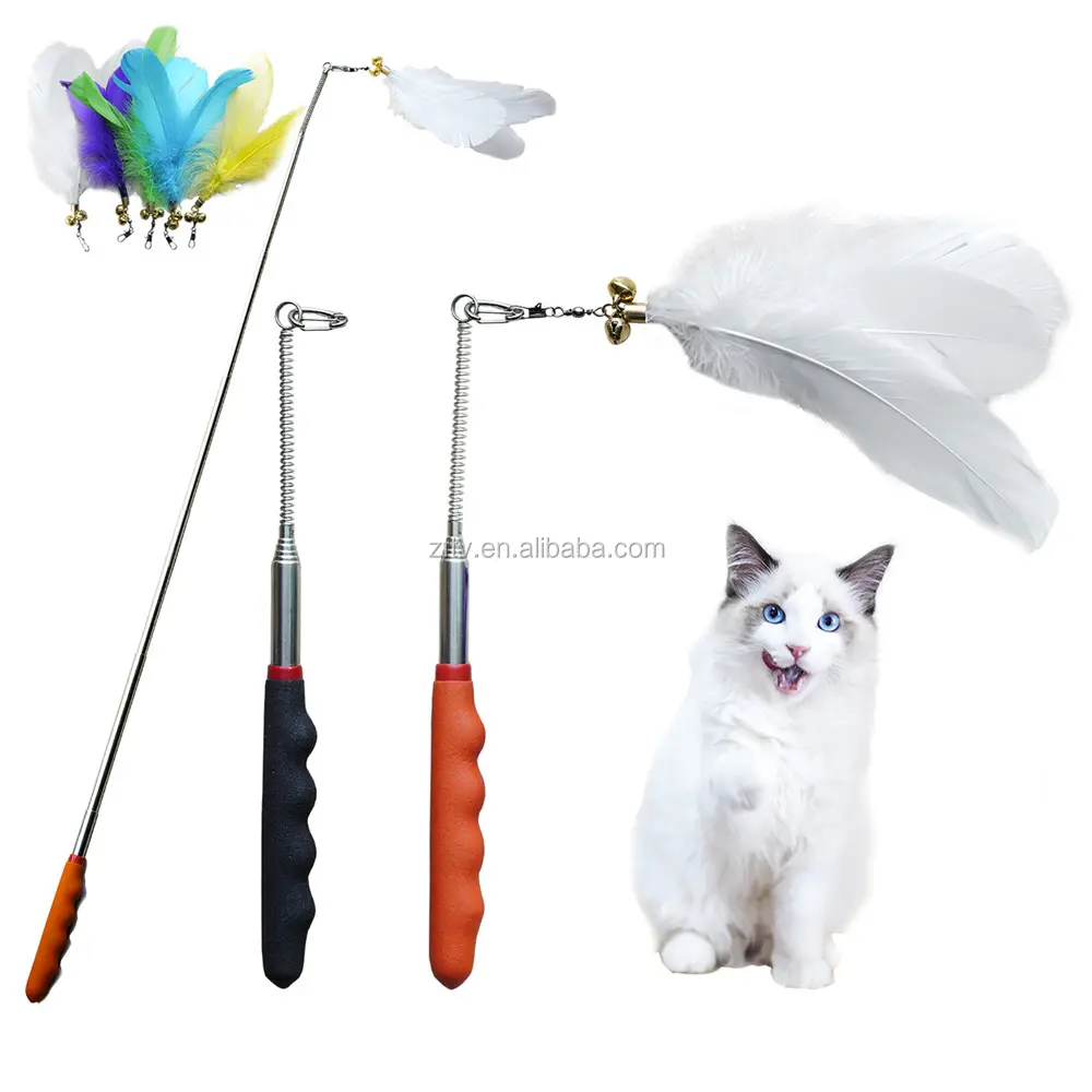 सुपर गुणवत्ता बिल्ली पंख खिलौने बढ़ाई बिल्ली खिलौने बिल्ली वसंत खिलौने 25-85cm लंबाई