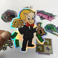 Autocollants holographiques découpés à l'emporte-pièce, résistants aux UV, étanches, hologrammes 3d personnalisés, étiquette, logo, autocollants colorés en vinyle découpés à l'emporte-pièce