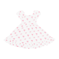 Vêtements personnalisés pour enfants Robe en bambou biologique à motif de fleurs pour filles Robe à manches bouffantes pour enfants