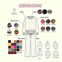 Ensemble 2 pièces décontracté pour femme avec logo personnalisé, broderie sur mesure, pull à col rond et épaules tombantes, pantalon taille haute à jambes larges
