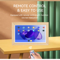 Marco de Fotos Digital de Madera de 15.6 Pulgadas, Tablet PC Android con Pantalla Táctil, Rockchip Quad Octa Core, Wi-Fi, RJ45, POE, NFC, 4GB, Entretenimiento