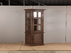 Vitrina de Madera Maciza con Estantes de Múltiples Niveles, Puertas de Vidrio y Marco de Madera Resistente para Interiores del Hogar - Product Image 6