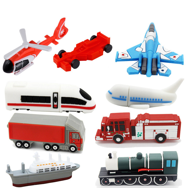 2D/3D Customized Bus Train Plane PVC Cartoon USB Flash Drive 8GB 16GB 32GB Rubber USB Sticks with Logo