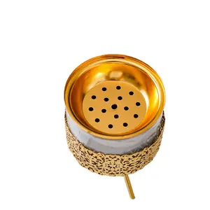 Aromatherapy Process Arabic Style Room Decoration Aromatherapy Stove Base Cover Metal Base Ceramic with Gold Luxury Brown Box