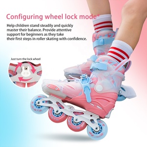 Patins à roulettes rétractables lumineux pour garçons et filles, patins en ligne réglables COUGAR pour enfants - Product Image 5