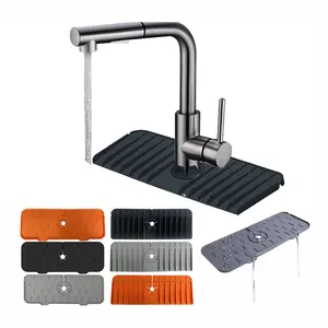 Alta qualidade Kitchen Sink Draining Mat Secagem Countertop Protector Water Splash Guard Silicone Faucet Handle Drip Catcher Tray