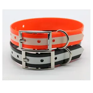 Aangepaste Outdoor High Zichtbaarheid Dag Glo Jacht Hond Halsband Verstelbare Nylon Reflecterende Linten Massief Pvc/Plastic