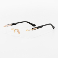 Nuevas Monturas de Gafas para Hombre de Diseño Especial sin Montura con Lentes Ópticas de Prescripción en Negro y Dorado, Marca de Lujo Y2k, Pedidos en Línea