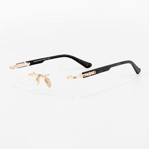 Nuevas Monturas de <span class=keywords><strong>Gafas</strong></span> para Hombre de Diseño Especial sin Montura con Lentes Ópticas de Prescripción en Negro y Dorado, Marca de Lujo Y2k, Pedidos en Línea - Product Image 3