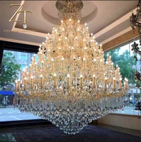 Grand lustre de villa, lustre européen en cristal pour salon duplex, lustre d'escalier, lustre extra large de luxe pour hall d'hôtel