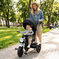 Tricycle bébé 4 en 1 avec grandes lumières, homologué CE, poussette-tricycle pliable pour enfants, vélo à pousser