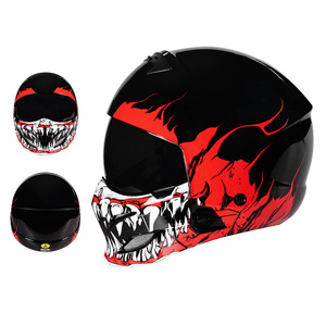 Casque de moto à visière rabattable avec motif graphique cool, visière solaire intégrée, casque intégral pour la conduite de moto sur route pour adultes - Product Image 4