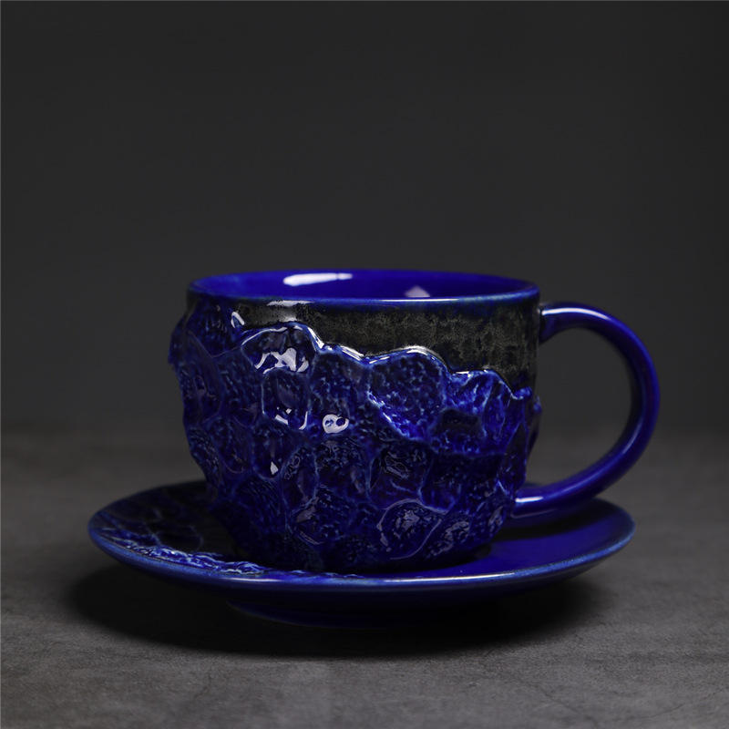 238-c meteorite pattern coffee cup + saucer (blue) 200ml