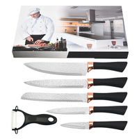 Ensemble de Six pièces en acier inoxydable 3CR13, ensemble de couteaux de cuisine traités par forgeage, cadeau d'affaires, personnalisation Acceptable