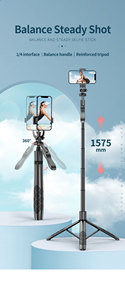 Trépied multifonctionnel L16 pour diffusion en direct, 1,6 m, télécommande sans fil Bluetooth, trépied portable pour <span class=keywords><strong>selfie</strong></span> - Product Image 2