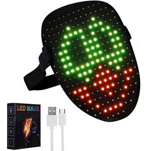 <span class=keywords><strong>Masque</strong></span> LED Lumineux à Détection de Geste, 25 Images Statiques/Dynamiques, Autonomie de 8 Heures, pour Halloween, Déguisement, Fête, Soirée Masquée - Product Image 1
