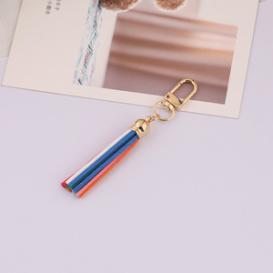 Colorful Tassel Keychains <b>Metal</b> Plated With Rainbow Stripes For Bag And Purse Accessories - Product Image 5