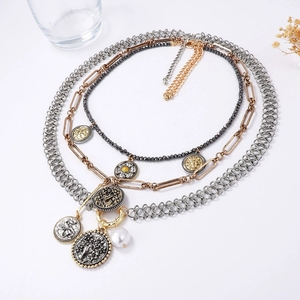 Popular Item <strong>Boho</strong> 2026 Fashion Women Jewelry Exaggerated Large Alloy Round Badge Pendant Multi-layer Long Chain <strong>Necklace</strong> - Product Image 3