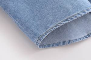 ツーピースファッションカジュアルジョーカーデニム生地ワイドスリーブデザインルーズシャツ + カジュアルデニムワイドレッグパンツスーツ2025年セット - Product Image 6