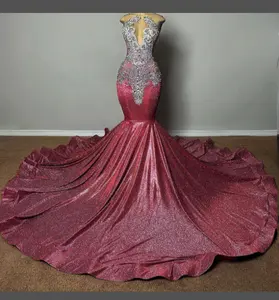 Ocstrade Fashion Shiny Vestidos De Fiesta Largo Quinceanera Dress Evening Ball Gowns Crystal Sleeveless Luxury Prom Dresses