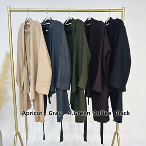 Loriya kadın moda iki parçalı Set ile korse Kimono bluz elastik bel İpli pantolon kadınlar mütevazı Abaya seti - Product Image 6