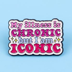 Spilla Distintiva in Metallo con Scritta 'My Illness Is' - Accessorio Moda Divertente per Abbigliamento - Product Image 1