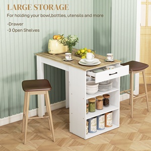Mesa Alta de Bar con Almacenamiento, Mesa de <span class=keywords><strong>Pub</strong></span> con Cajón y 3 Estantes, Altura de Mostrador, Comercial, para Hogar, Bar, Cocina, Efecto Madera Gris, para Cafetería, Club - Product Image 2