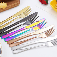 Gold Plated Flatware Set Reusable Restaurant Stainless Steel Silverware Bulk Wedding Cutlery Set