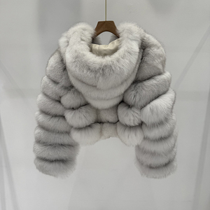 Vêtements d'extérieur pour femmes à la mode vente en gros de veste de fourrure véritable à poils courts respirants renard - Product Image 3