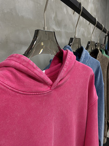 H5537 Guangzhou Clothing Manufacturer Wholesale Custom 420 Gsm 100% Cotton Vintage Acid Washed Hoodies for Men - Product Image 4