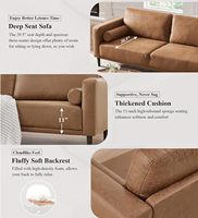 Mid-Century Dekor-Sofa für Wohnzimmer Kunstleder-Couch mit Tiefsitz 3-Sitzer Heimsofa für Büro Schlafzimmer Apartment