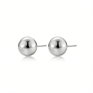 Amy Amy 12Mm Ball <b>Stud</b> Earrings <b>Silver</b> Plated For Women Fashion Jewelry Classic Style Gift - Product Image 3