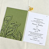 Suite d'invitations de mariage découpées au laser motif Calla Lily vert sauge, impression typographique, carte d'insertion personnalisée pour événement de mariage