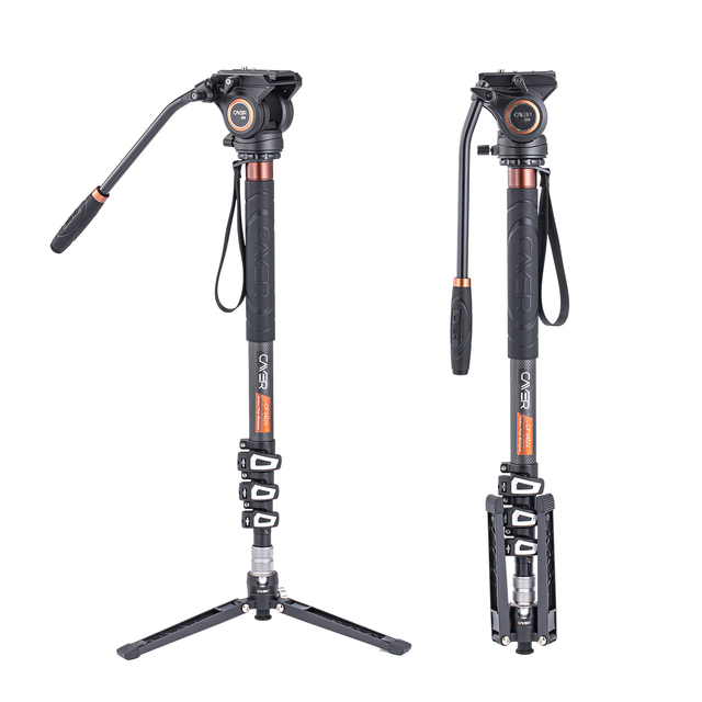Cayer CF34DVH4 Carbon Fiber Multiple Function Camera Video Monopod Kit with Fluid Head for SLR DSLR Digital Camera
