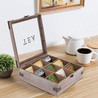 Organisateur de sachets de thé en bois d'acacia KSA Jeddah, boîte à bougies en bois, boîte à thé en bois