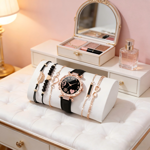 Fancy Day 6PCS <strong>Set</strong> <strong>Watch</strong> Luxury Leather Analog Ladies Quartz Wrist <strong>Watch</strong> Fashion Bracelet <strong>Watch</strong> <strong>Set</strong> Female Relogio Feminino - Product Image 1