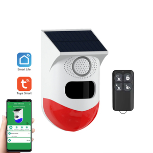 Tuya Smart120dBラージサウンドセキュリティサイレンライト屋外WiFiソーラーPIRモーションセンサーアラーム (リモコン付き)