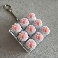 Keycaps rose patte de chat Macaron pour clavier mécanique quatre touches, pendentif porte-clés anti-stress