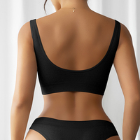 Soutien-gorge de sport côtelé sans couture, léger et confortable, avec étiquette de marque personnalisée, respirant, sans armatures, maintien moyen