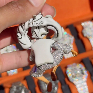 Ciondolo Hip Hop in Argento Sterling S925 con Diamanti <span class=keywords><strong>Moissanite</strong></span> VVS, Charm Personalizzato One Piece, Gioiello Iced Out di Luffy - Product Image 3