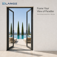Porte en aluminium et verre résistante aux ouragans LANGE, avec verrou multipoints, sécurité renforcée, porte à battant en aluminium trempé pour villa côtière