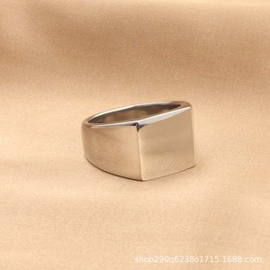Men's <b>Titanium</b> Steel Square Ring Silver Color Casual Jewelry Fashion Statement Piece - Product Image 2
