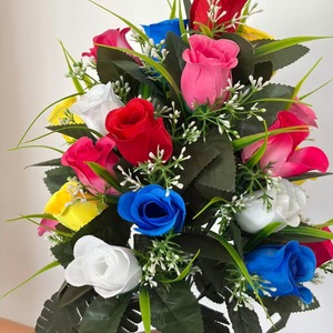 Bouquet funéraire populaire et économique de 24 roses artificielles en soie pour commémoration, condoléances et <span class=keywords><strong>décoration</strong></span> de <span class=keywords><strong>cimetière</strong></span> - Product Image 6
