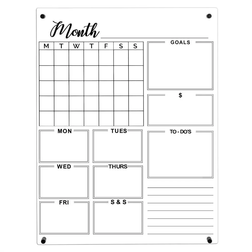 Customized Clear Acrylic Wall Calendar 18"x24" Monthly Perpetual Minimalist Office Weekly Planner Magnetic Whiteboard Calender