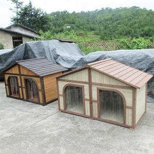 Takım elbise ahşap köpek evi iki köpek 2 iki kapı su geçirmez ekstra büyük katı kafesleri sarı 1 adet 3 kartonları yumuşak taraflı taşıyıcılar - Product Image 4